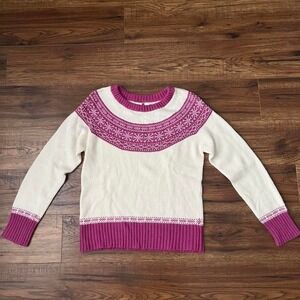 Mossimo Cream Pink Fair Isle Sweater Rabbit Hair Blend Size Small Fairycore Boho